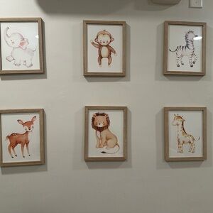Animal Wall Art Set - Brown and White